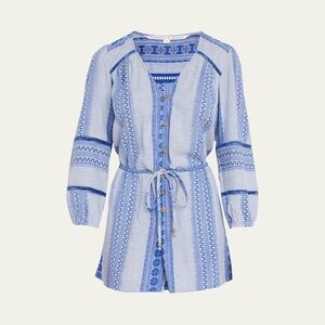 Veronica Beard Coraline Striped Embroidered Romper.  Size Medium